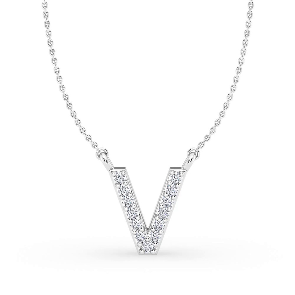 360 degree view of Lab Diamond Initial Necklace – V