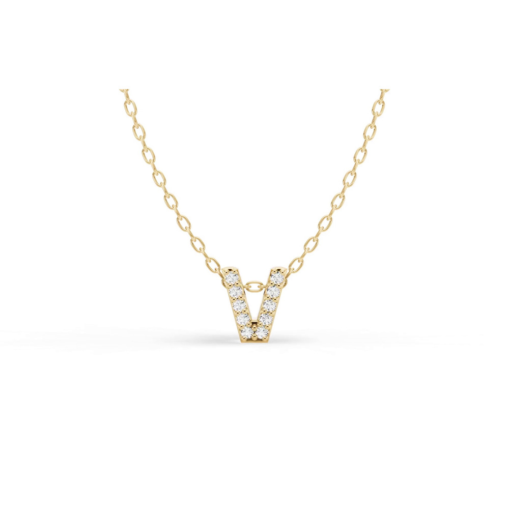 360 degree view of Petite Lab Diamond Initial Necklace – V