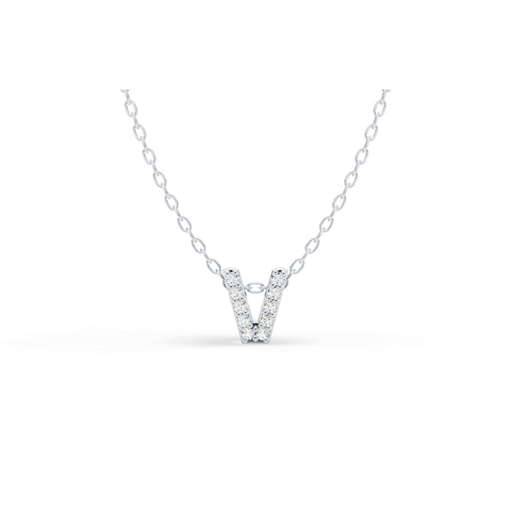 360 degree view of Petite Lab Diamond Initial Necklace – V