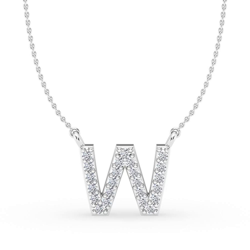 360 degree view of Lab Diamond Initial Necklace – W