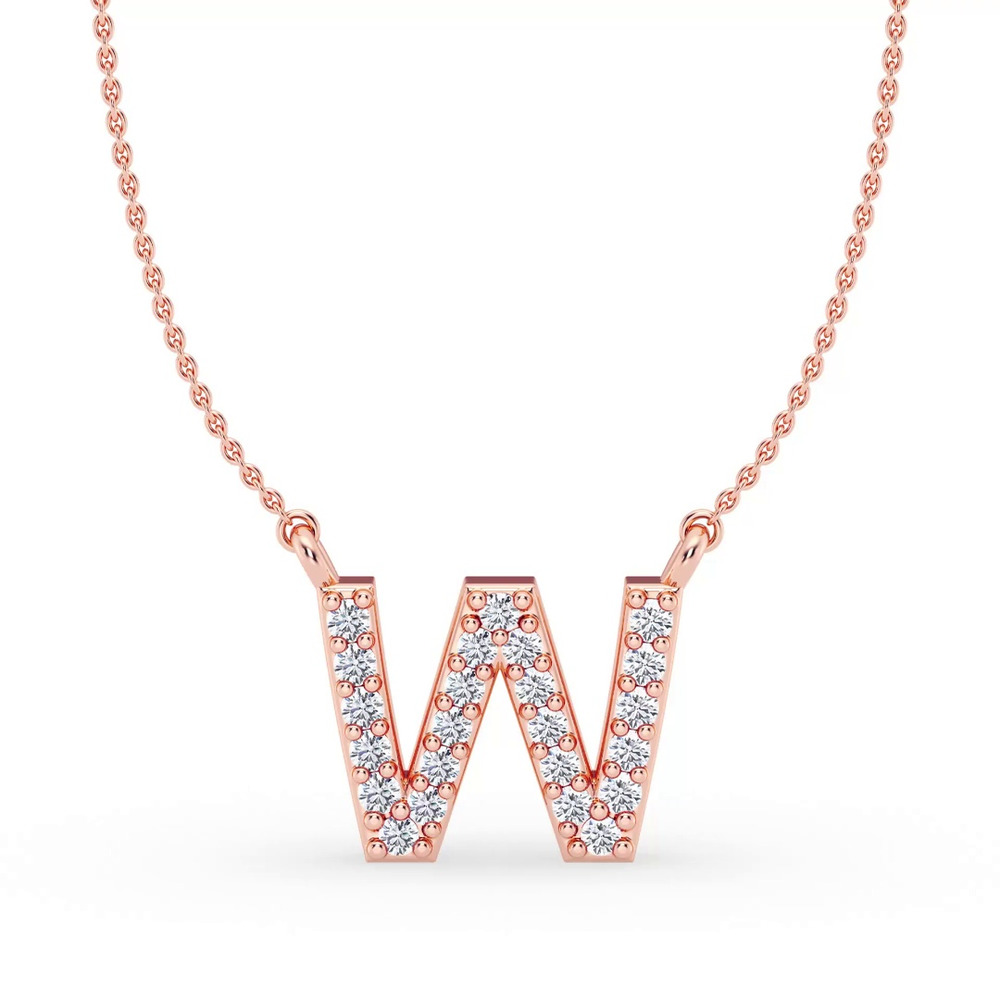 360 degree view of Lab Diamond Initial Necklace – W