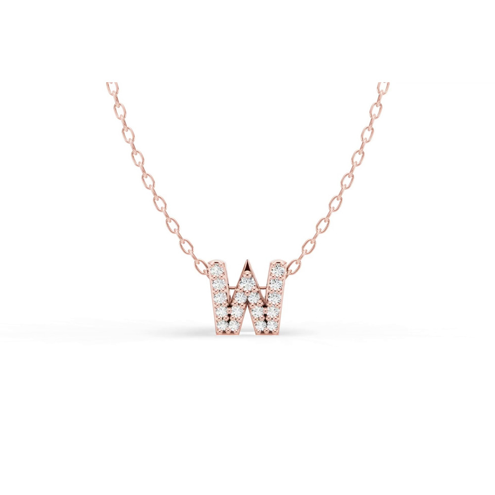 360 degree view of Petite Lab Diamond Initial Necklace – W