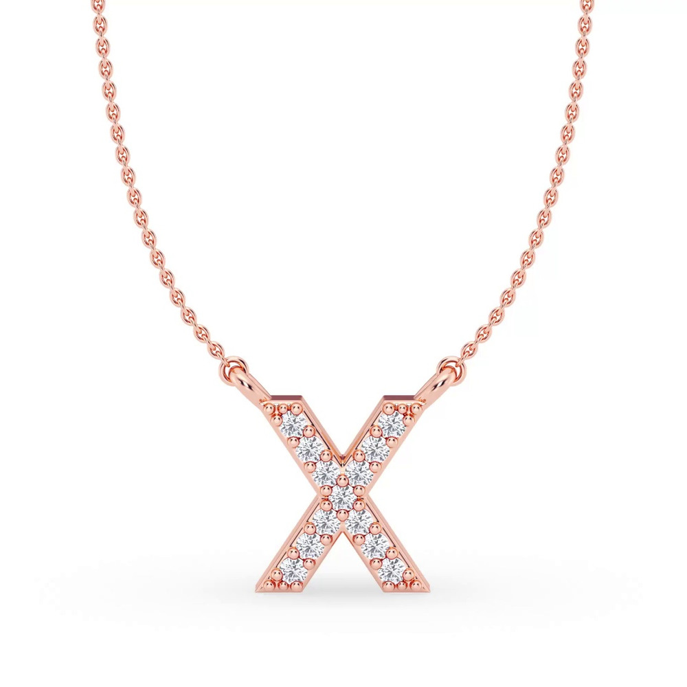360 degree view of Lab Diamond Initial Necklace – X