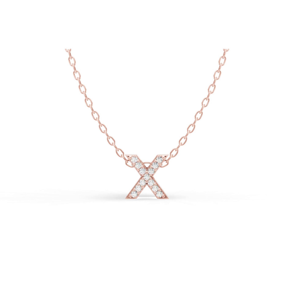 360 degree view of Petite Lab Diamond Initial Necklace – X