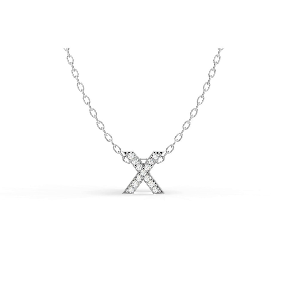 360 degree view of Petite Lab Diamond Initial Necklace – X