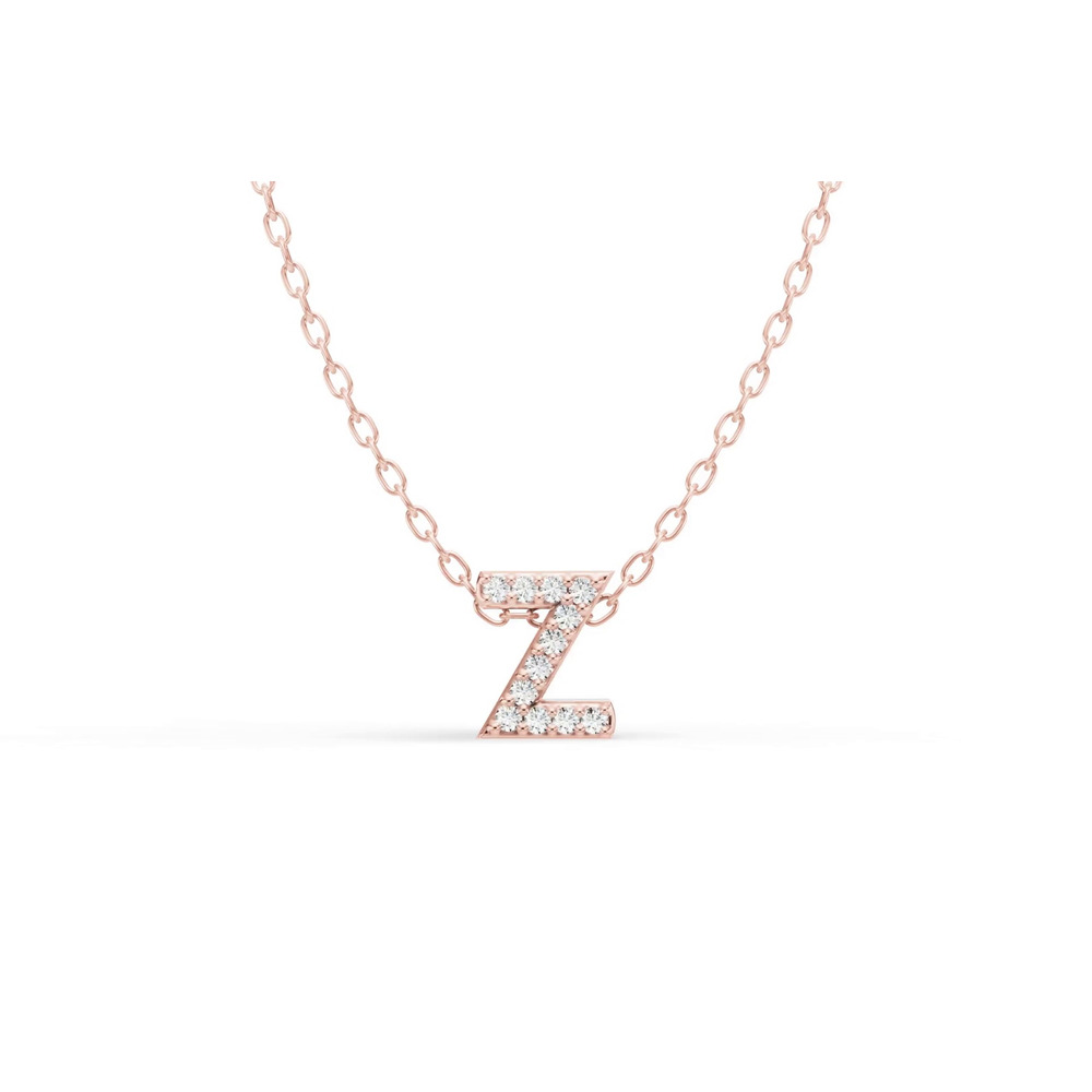 360 degree view of Petite Lab Diamond Initial Necklace – Z