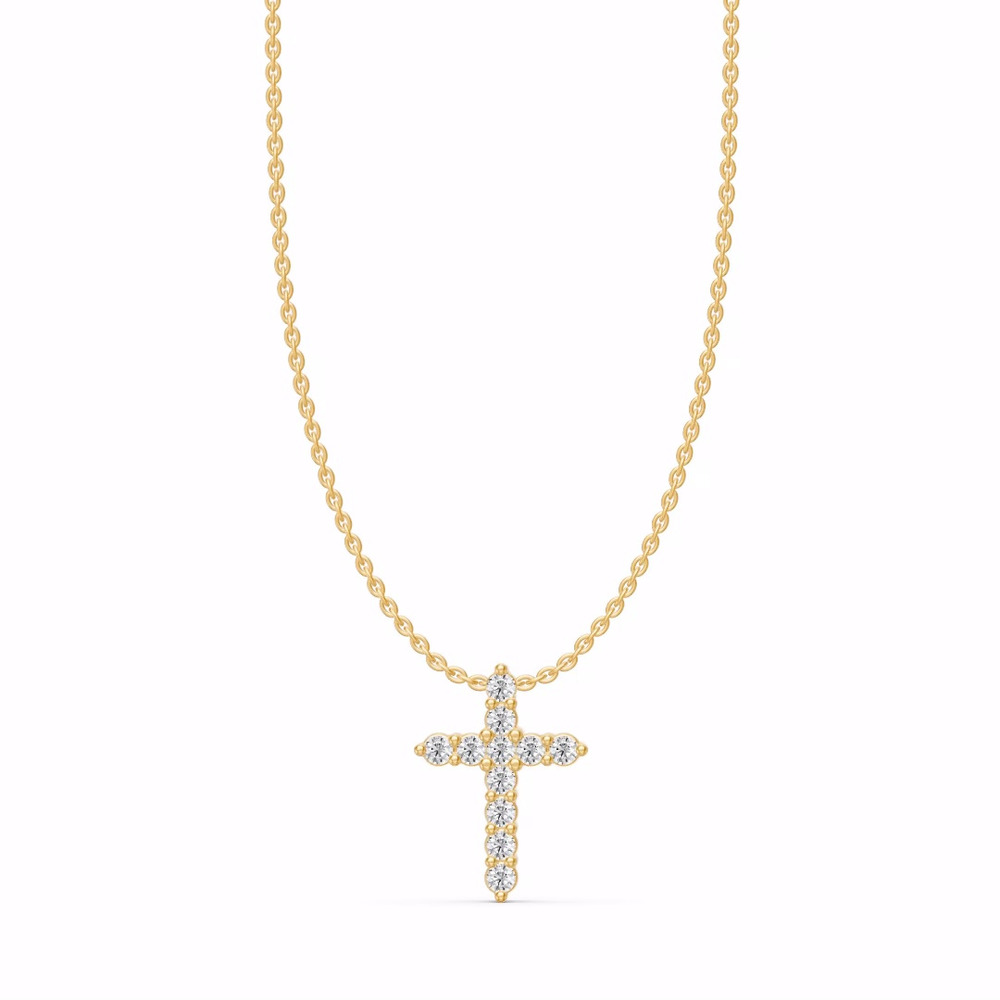 360 degree view of Classic Shared Prong Lab Diamond Cross Necklace (.10 ct. tw.)