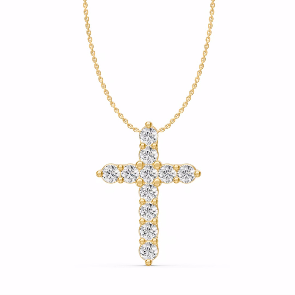 360 degree view of Classic Shared Prong Lab Diamond Cross Necklace (1 ct. tw.)