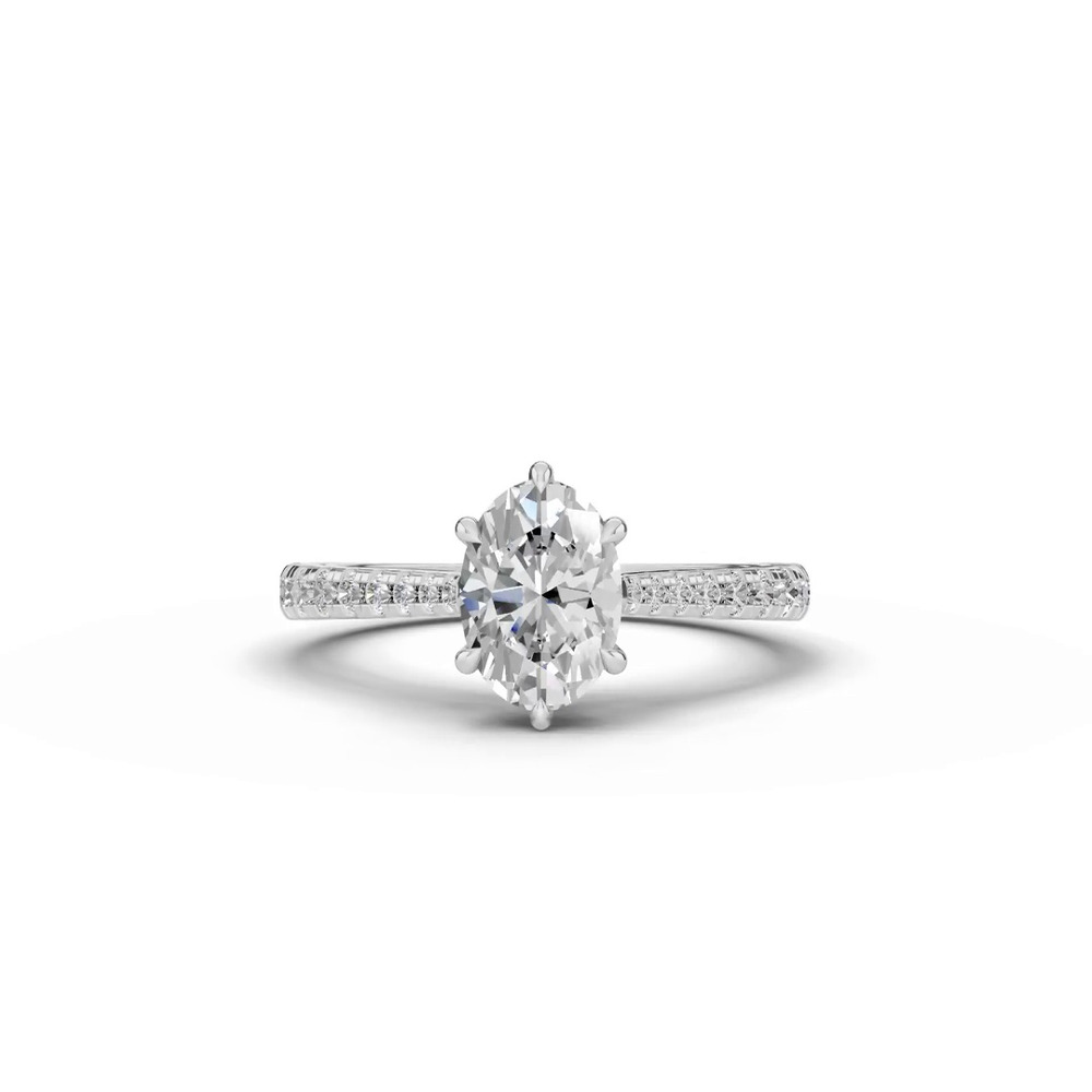 360 degree view of Tradition Cathedral Pavé 1.00 ct. Oval Lab Engagement Ring (2.2mm)