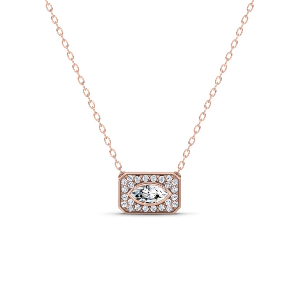 360 degree view of Sequin Frame Marquise Lab Diamond Necklace by Christian Siriano