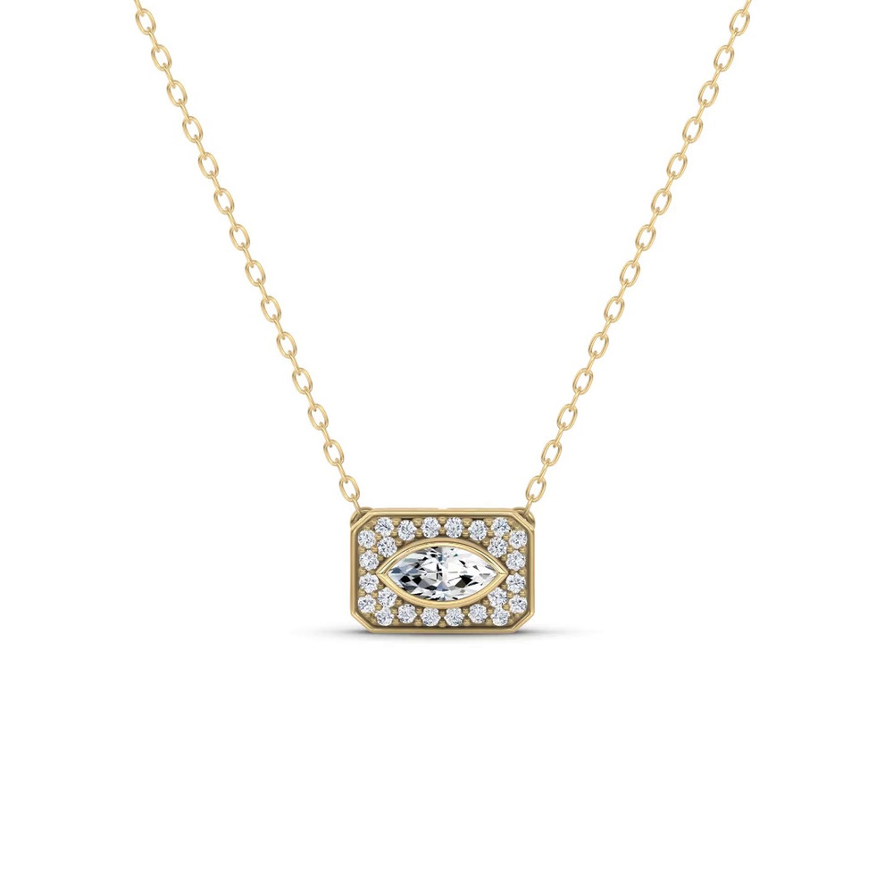 360 degree view of Sequin Frame Marquise Lab Diamond Necklace by Christian Siriano