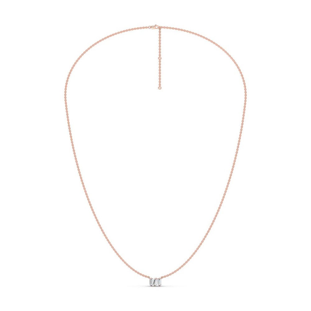 360 degree view of Staccato Baguette Lab Diamond Necklace by Christian Siriano