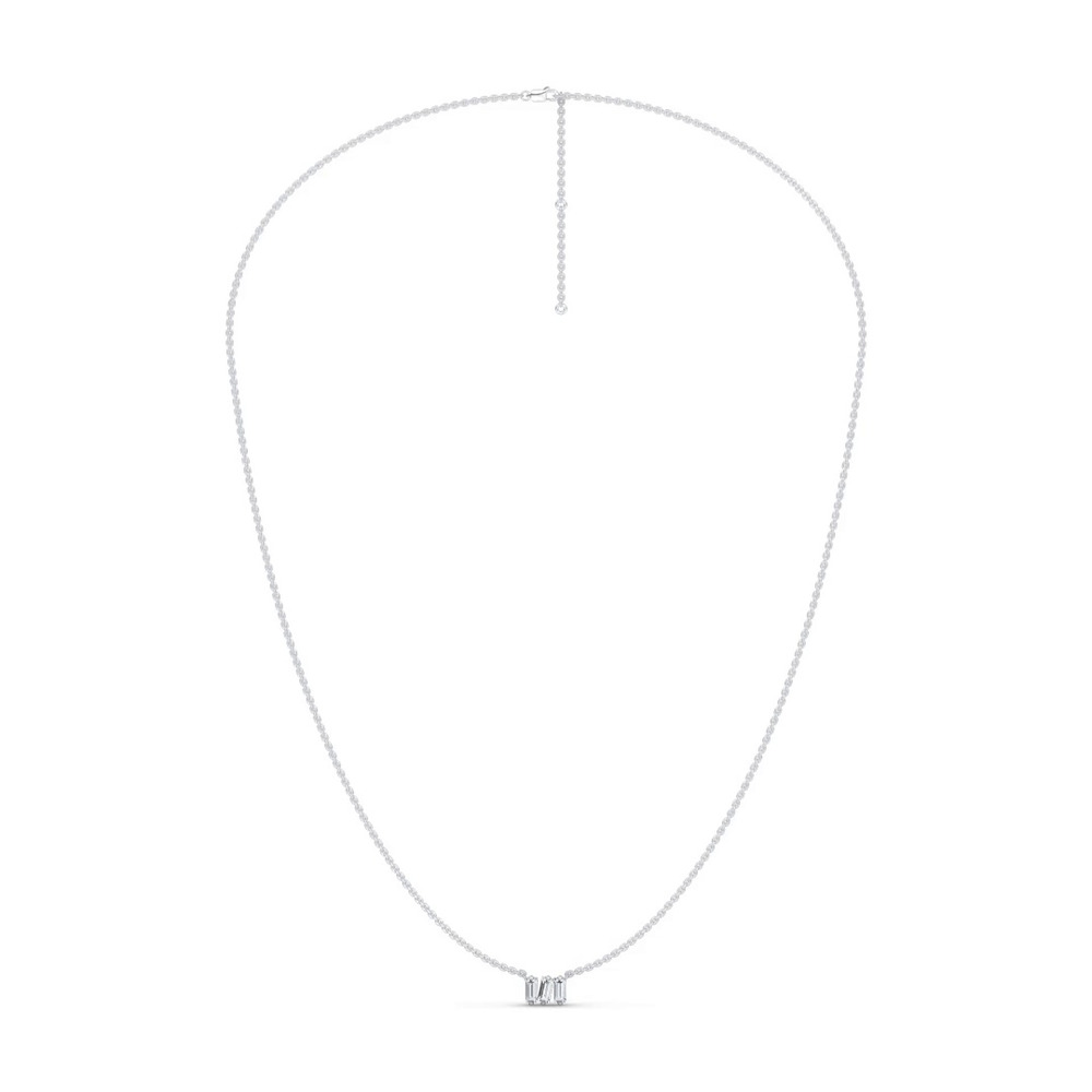 360 degree view of Staccato Baguette Lab Diamond Necklace by Christian Siriano