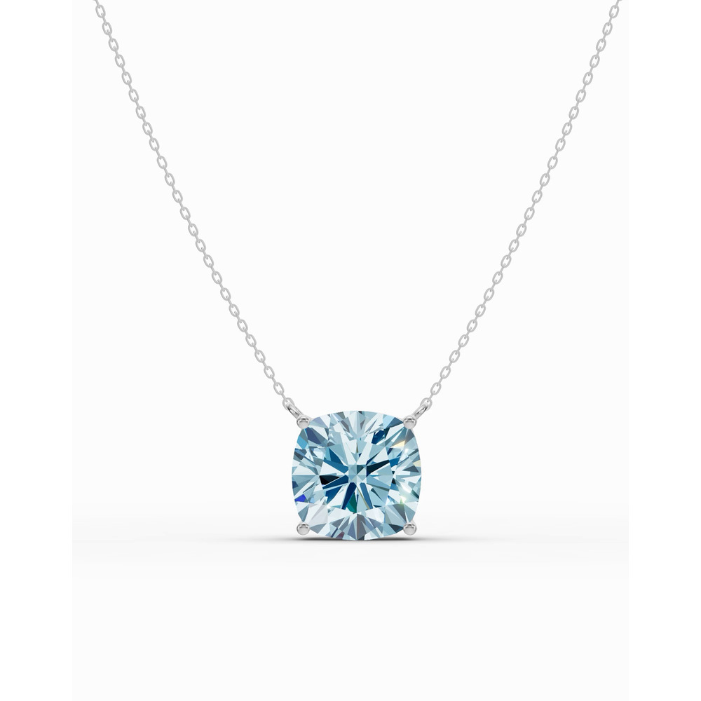 360 degree view of Cushion Sky Blue Topaz Necklace