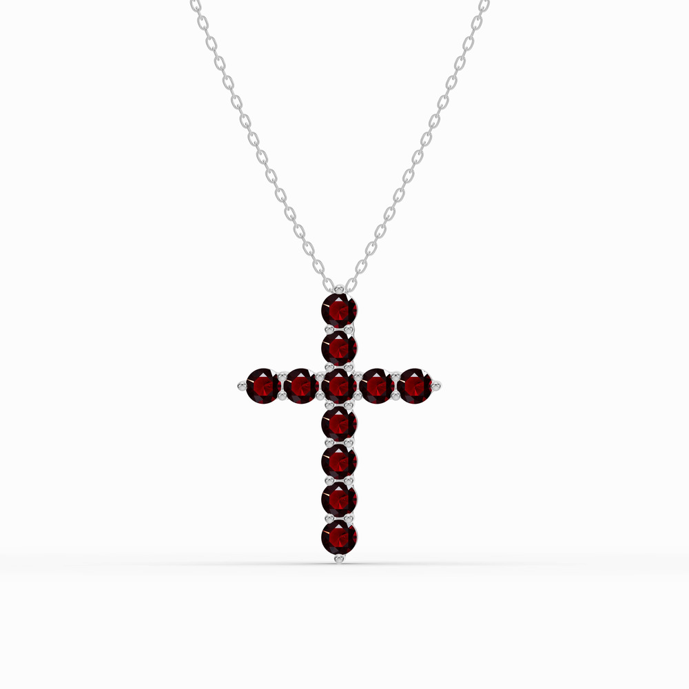 360 degree view of Garnet Cross Necklace