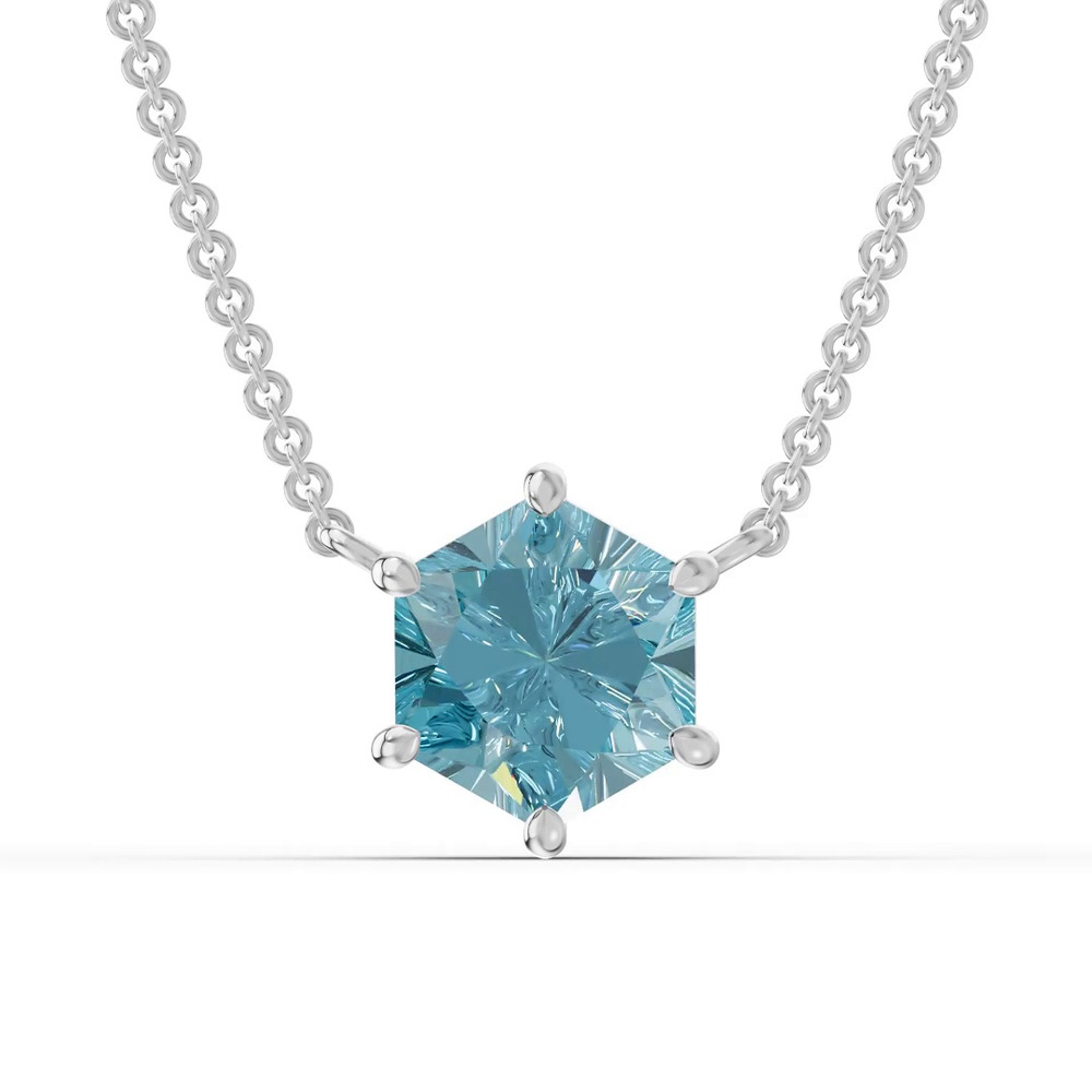 360 degree view of Hexagon Sky Blue Topaz Necklace