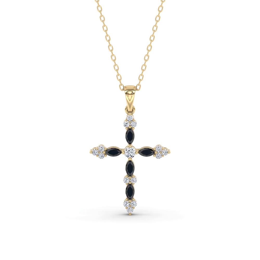 360 degree view of Midnight Noir Cross Necklace By Christian Siriano