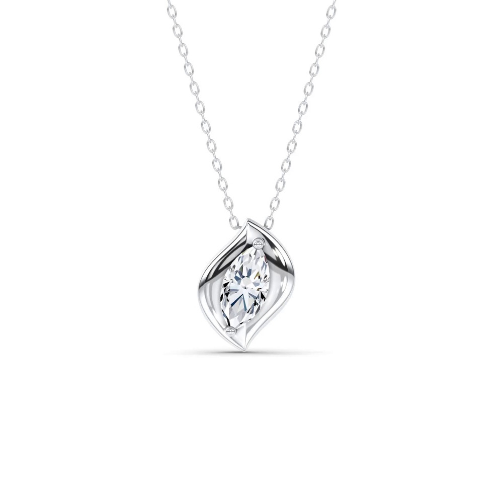 360 degree view of Draped Marquise Lab Diamond Pendant Necklace by Christian Siriano
