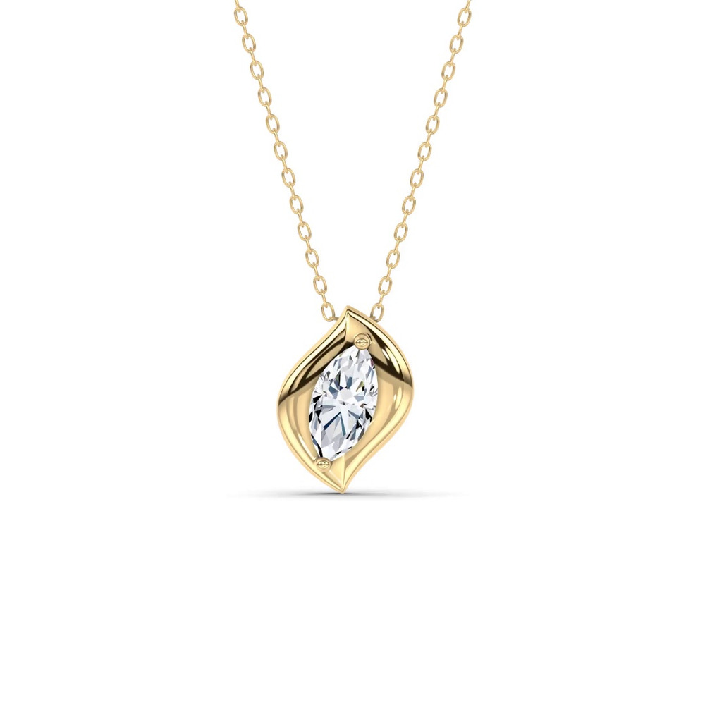 360 degree view of Draped Marquise Lab Diamond Pendant Necklace by Christian Siriano