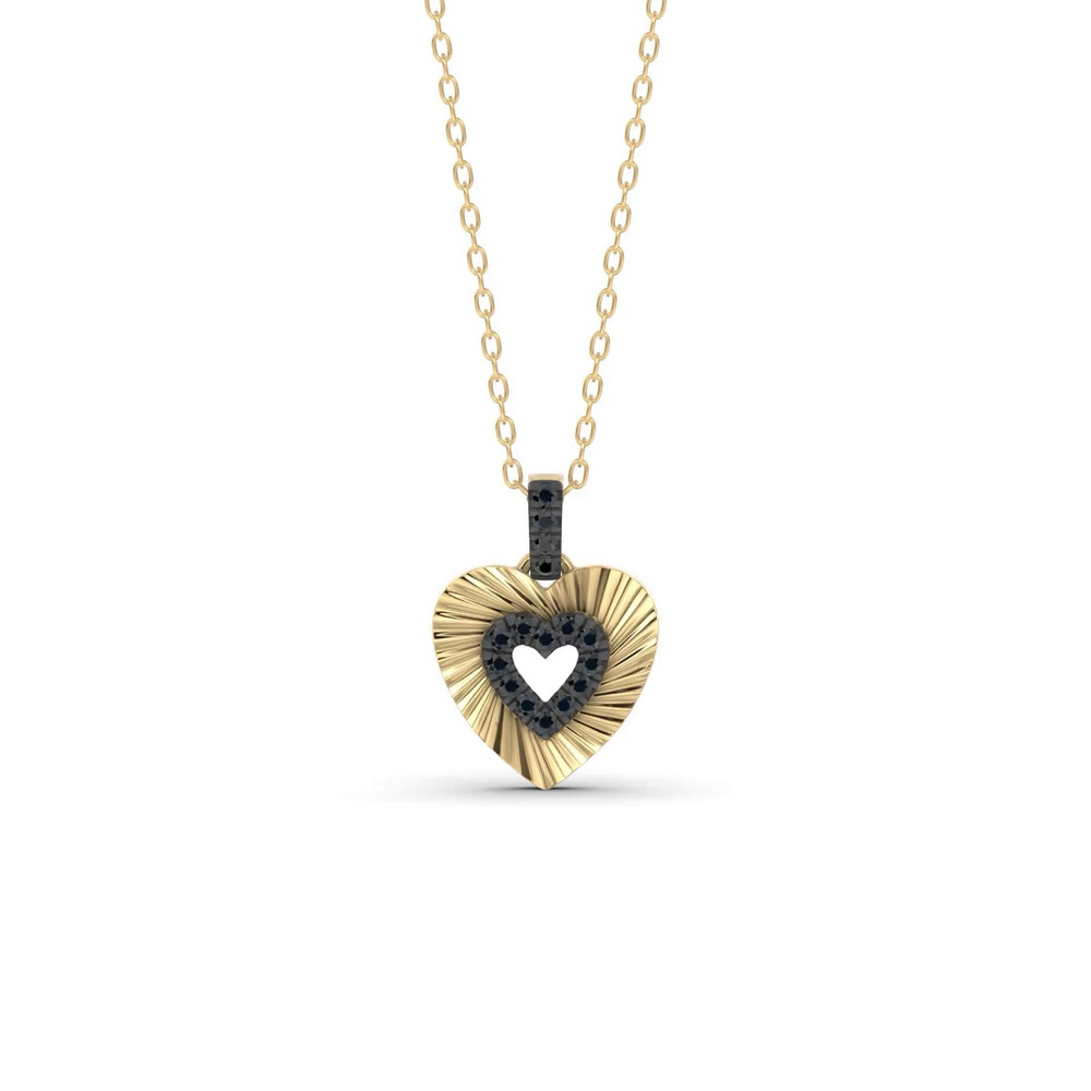 360 degree view of Midnight Noir Radiant Heart Necklace By Christian Siriano