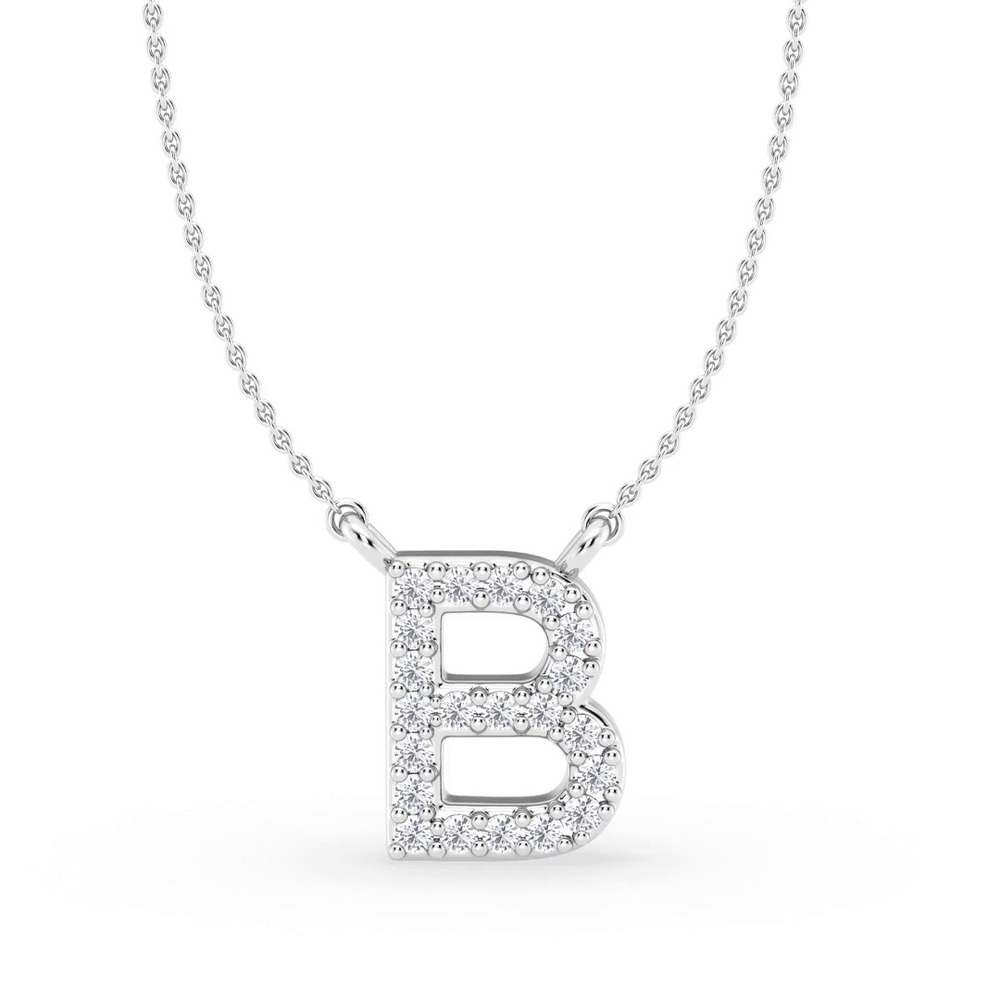 360 degree view of Diamond Initial Necklace – B
