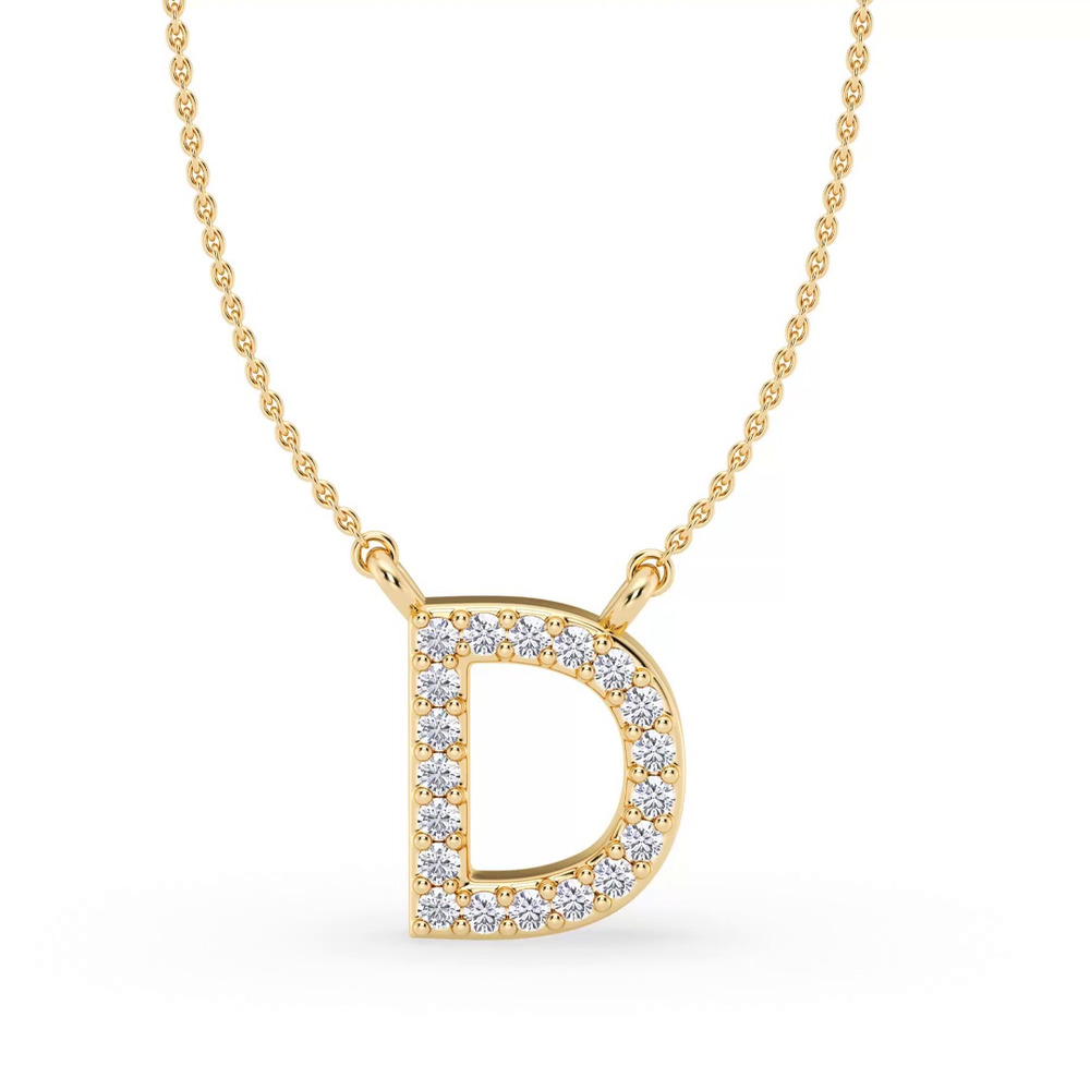 360 degree view of Diamond Initial Necklace – D
