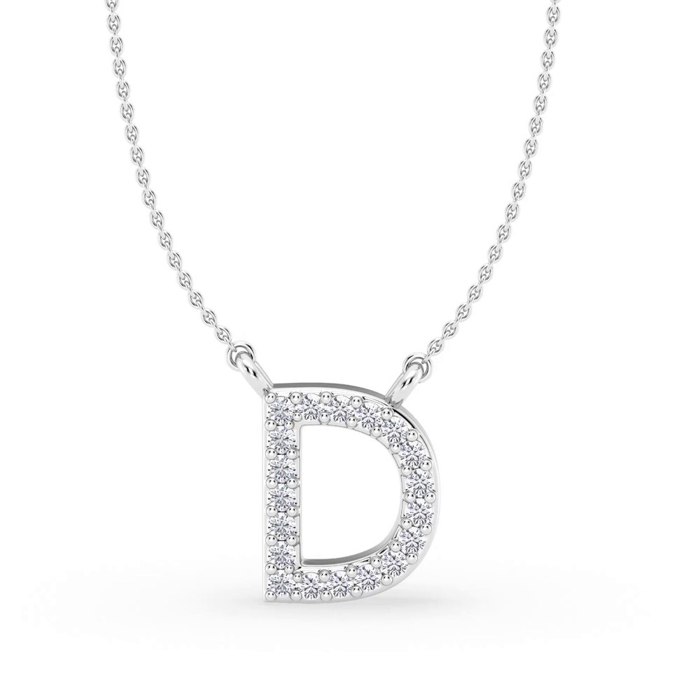 360 degree view of Diamond Initial Necklace – D