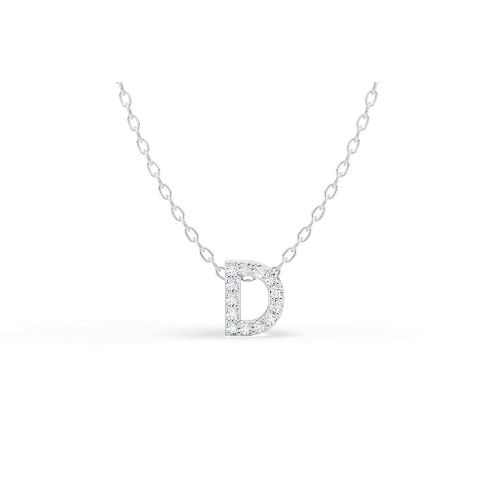 360 degree view of Petite Diamond Initial Necklace – D