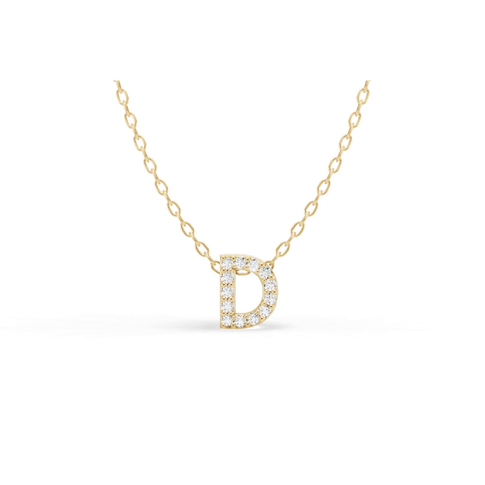 360 degree view of Petite Diamond Initial Necklace – D