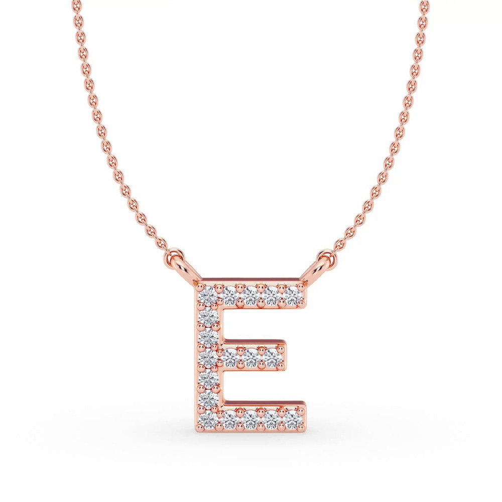 360 degree view of Diamond Initial Necklace – E