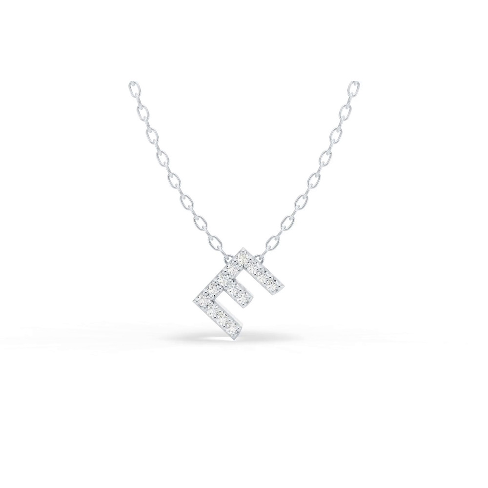 360 degree view of Petite Diamond Initial Necklace – E