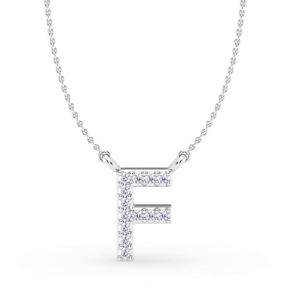 360 degree view of Diamond Initial Necklace – F