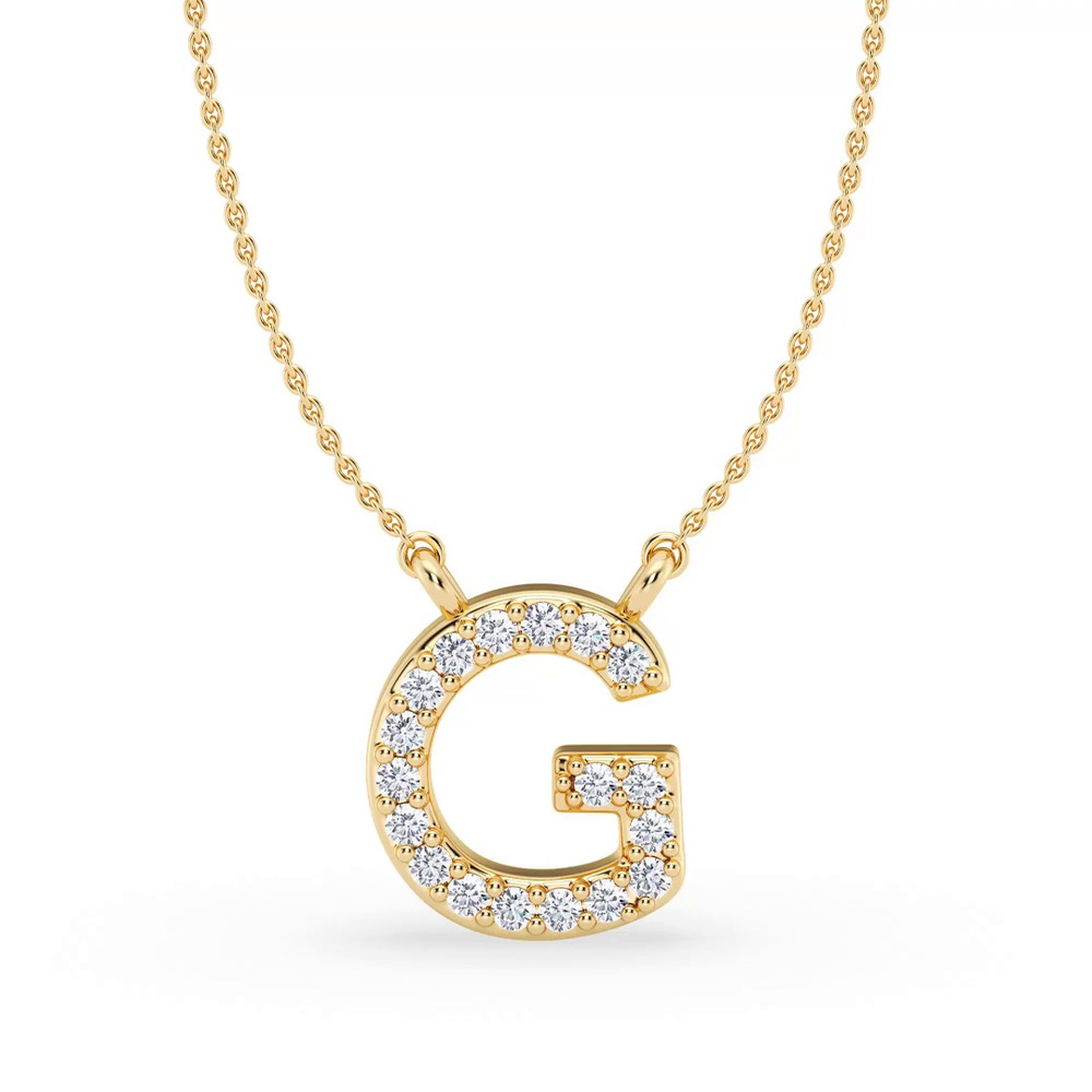 360 degree view of Diamond Initial Necklace – G
