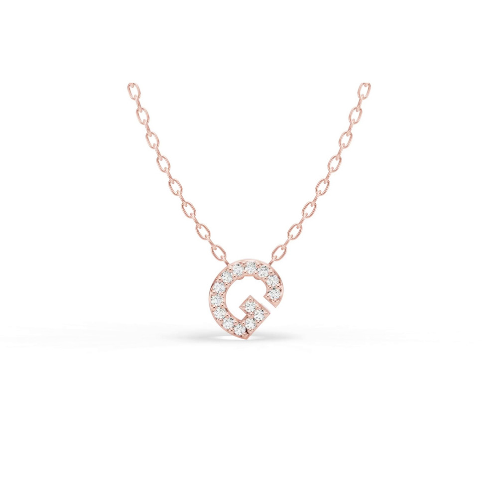 360 degree view of Petite Diamond Initial Necklace – G