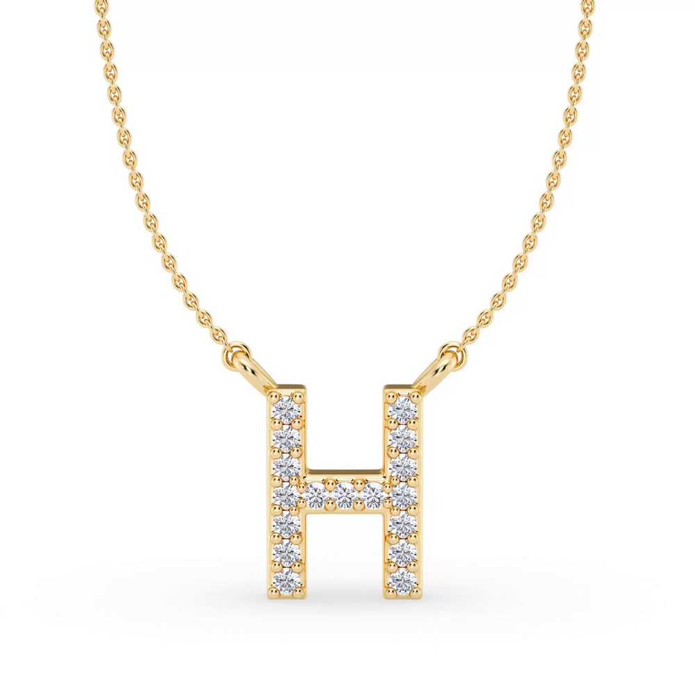 360 degree view of Diamond Initial Necklace – H