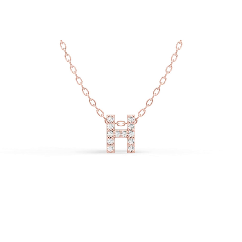 360 degree view of Petite Diamond Initial Necklace – H