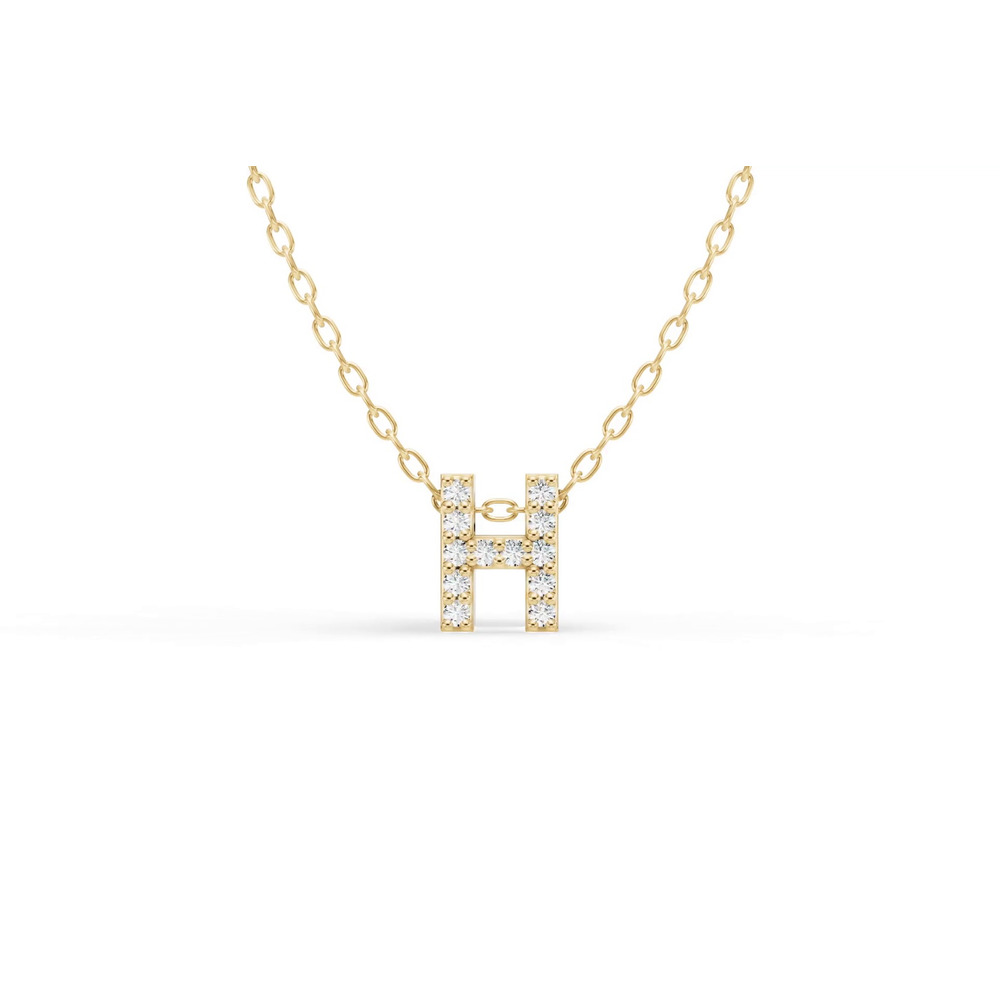 360 degree view of Petite Diamond Initial Necklace – H