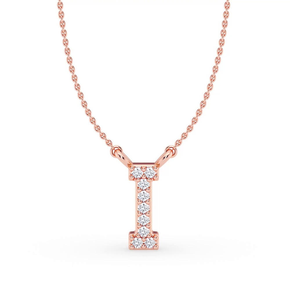 360 degree view of Diamond Initial Necklace – I