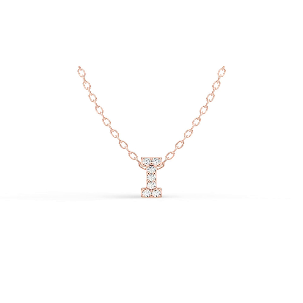 360 degree view of Petite Diamond Initial Necklace – I
