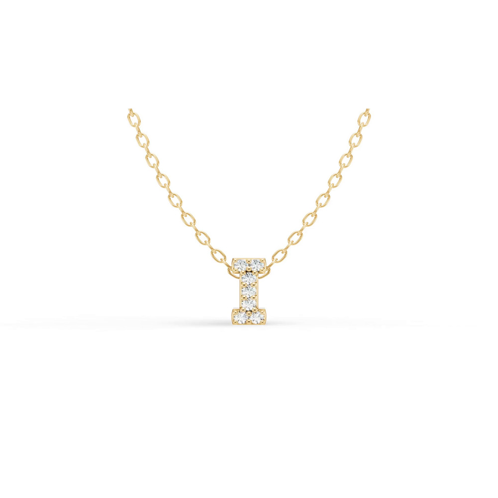 360 degree view of Petite Diamond Initial Necklace – I