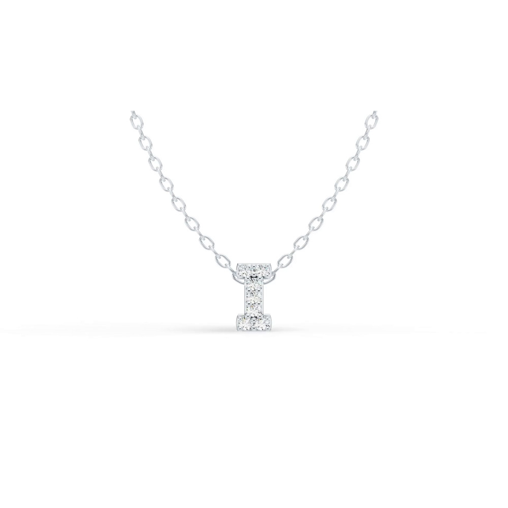 360 degree view of Petite Diamond Initial Necklace – I
