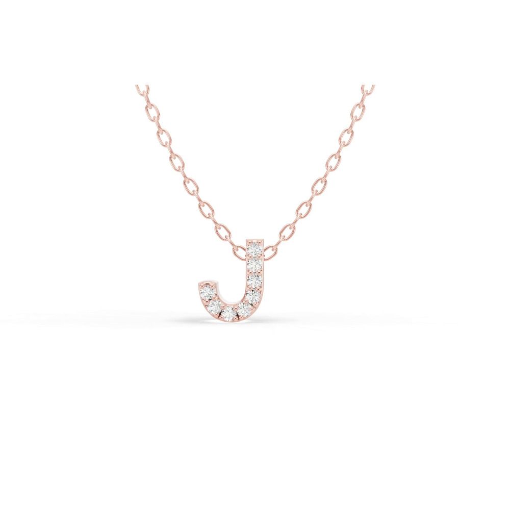 360 degree view of Petite Diamond Initial Necklace – J
