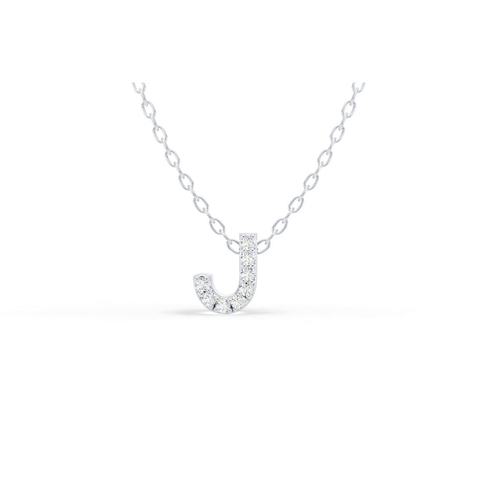 360 degree view of Petite Diamond Initial Necklace – J
