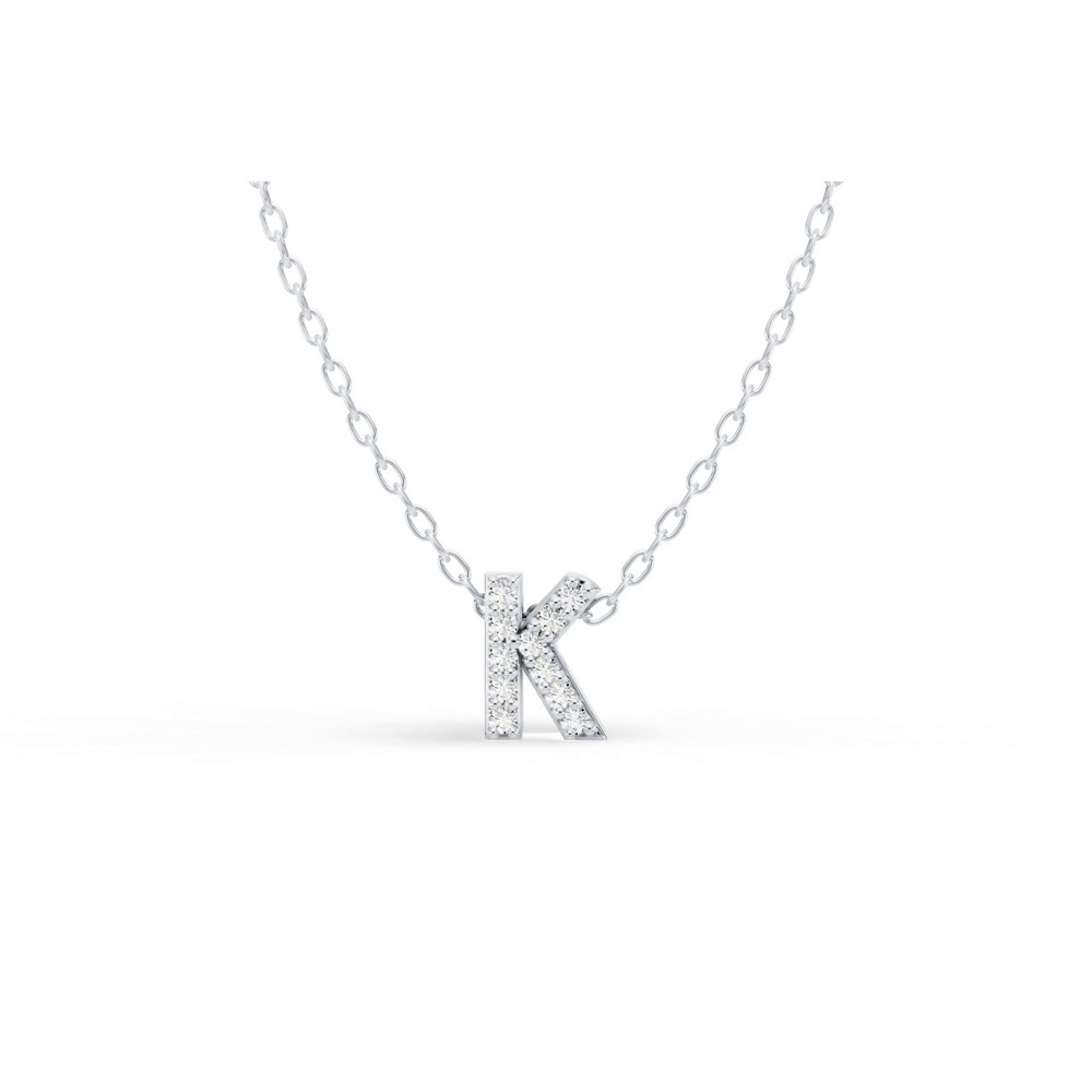 360 degree view of Petite Diamond Initial Necklace – K