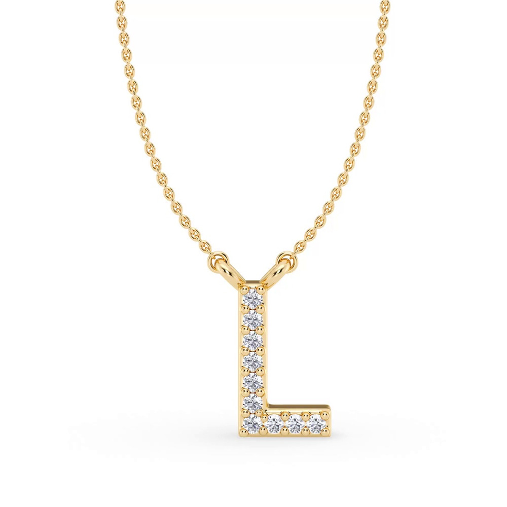 360 degree view of Diamond Initial Necklace – L