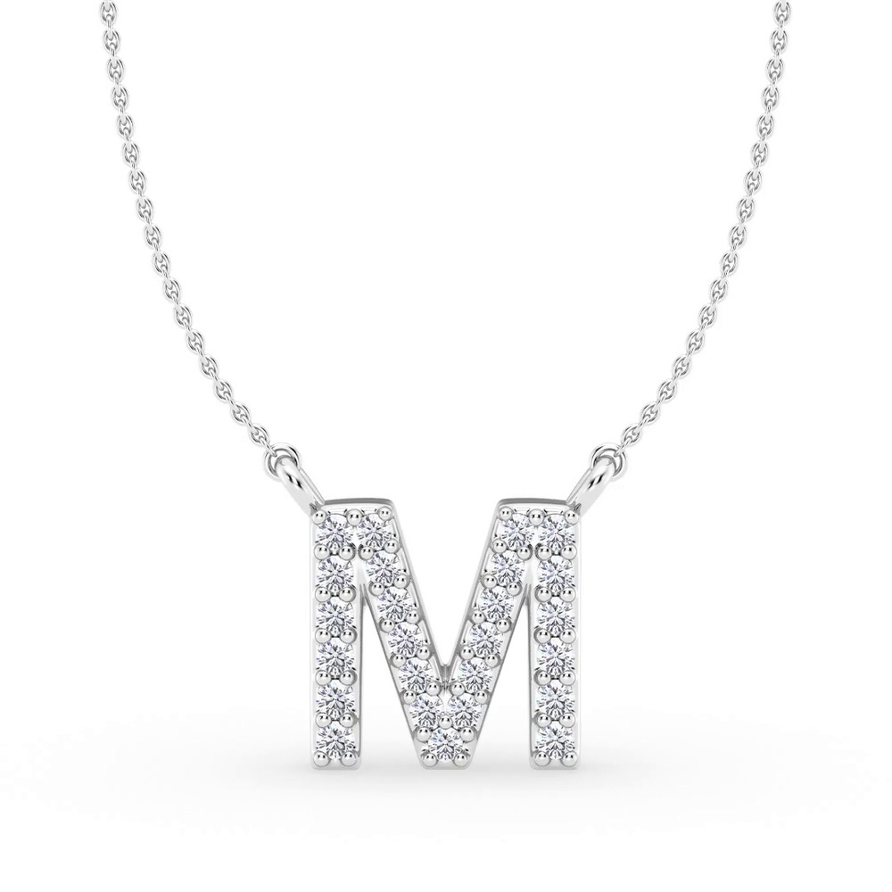 360 degree view of Diamond Initial Necklace – M