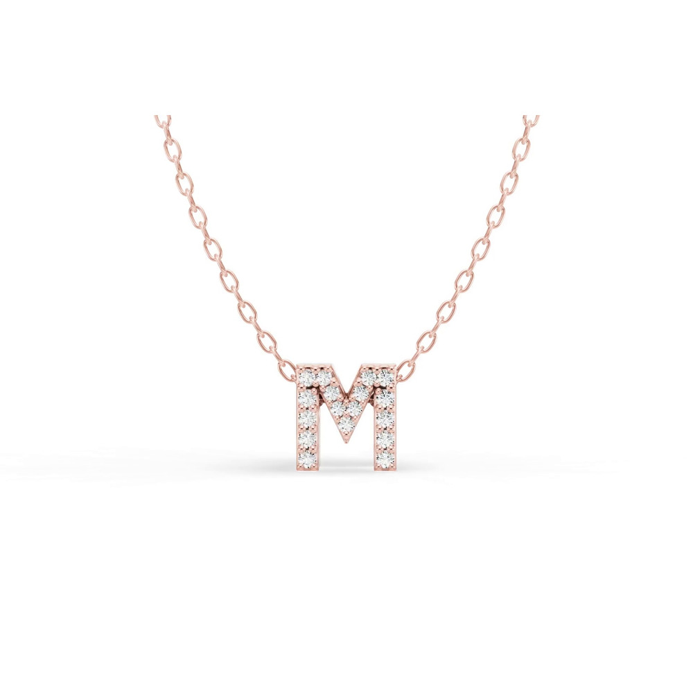 360 degree view of Petite Diamond Initial Necklace – M