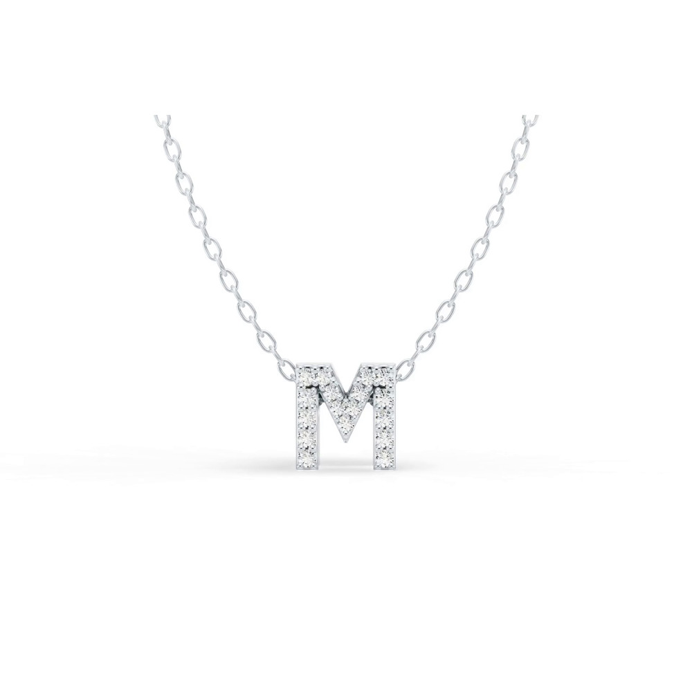 360 degree view of Petite Diamond Initial Necklace – M