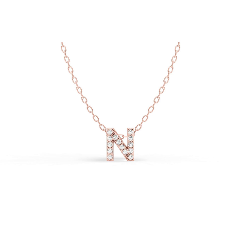 360 degree view of Petite Diamond Initial Necklace – N