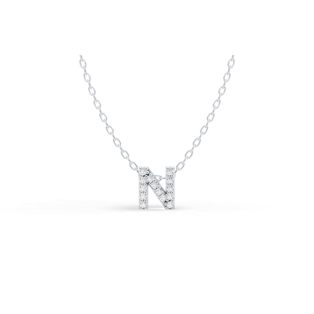 360 degree view of Petite Diamond Initial Necklace – N